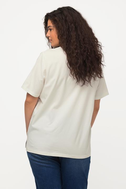 Image du produit Ulla Popken T-shirt oversize à col en V et manches courtes, motif femmes (50, 52)
