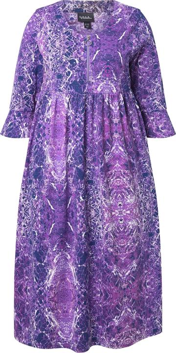 Image du produit Ulla Popken Robe midi imprimé marbre, coupe évasée, décolleté rond et manches 3/4 (46, 48)