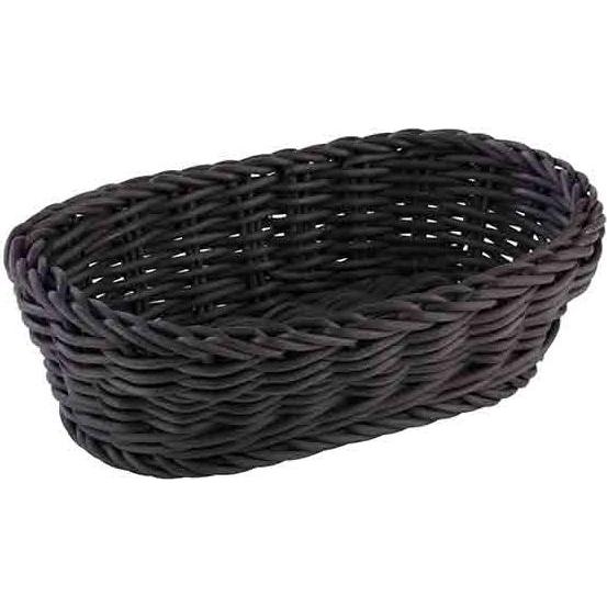 Multi Brødkurv 19x12x6 cm Oval Kraftig flet PP Sort,1 stk, Brotaufbewahrung, Schwarz