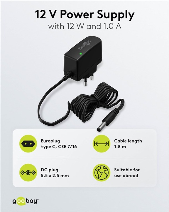 Actual product image Goobay 12 V power supply unit