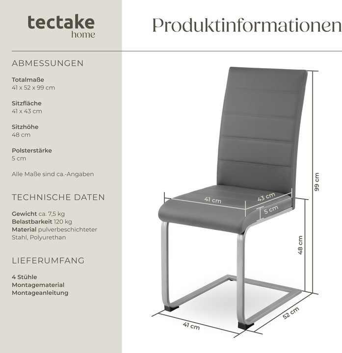 Actual product image tectake 4 x swing chair