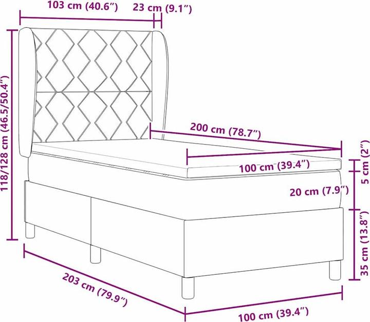 Actual product image vidaXL Boxspringbett (100 x 200 cm)