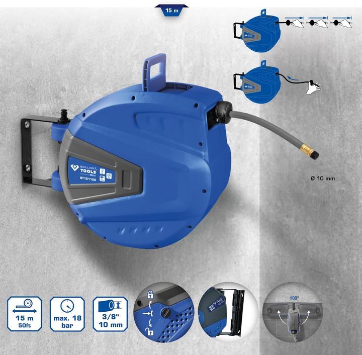 Productafbeelding KS Tools Automatische persluchtslanghaspel Ø 10 mmx 15 m