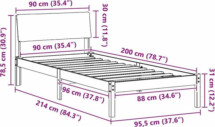 Image du produit vidaXL Plattformbett (90 x 200 cm)