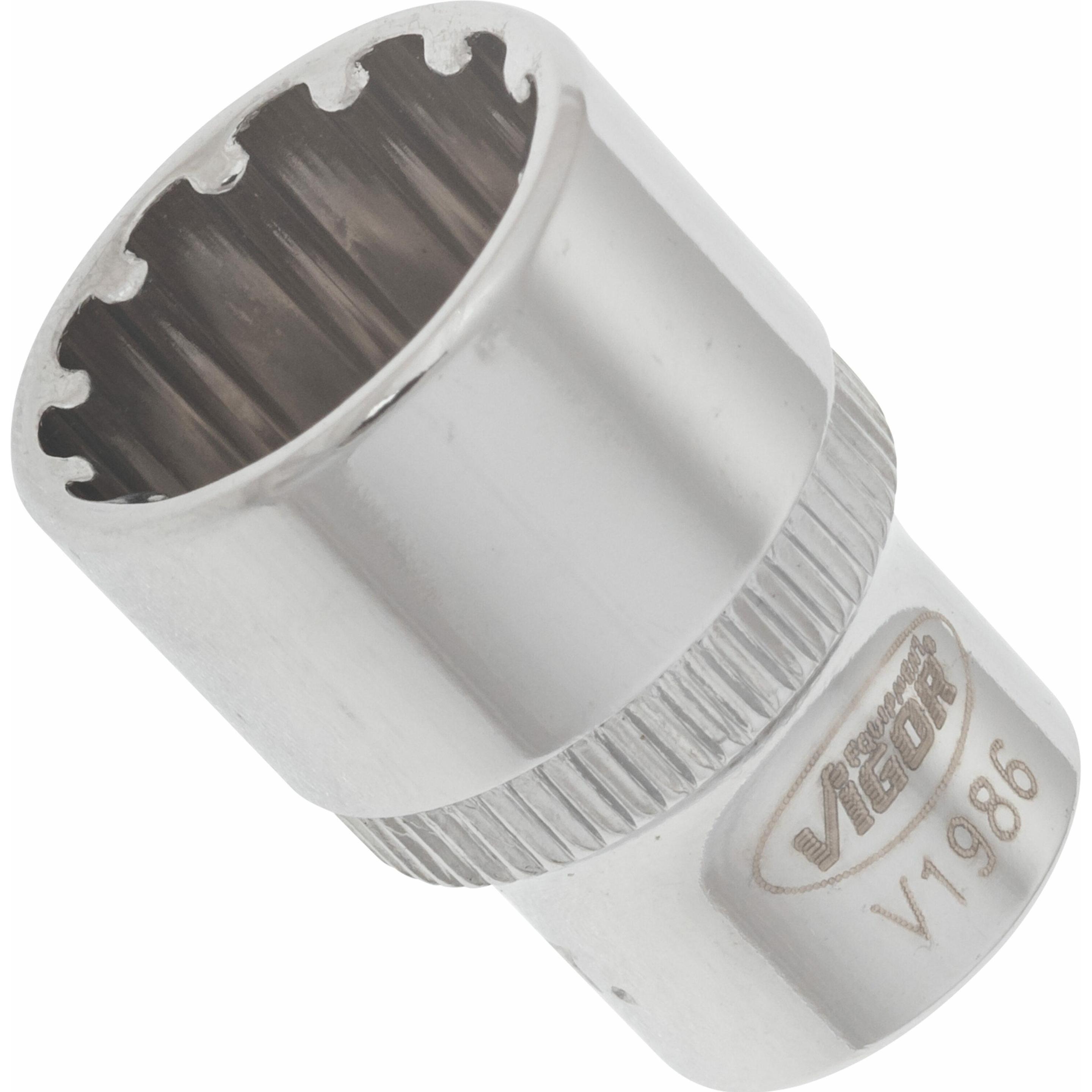 Vigor, Steckschlüssel + Stecknuss, Multiprofil Steckschlüsseleinsatz ∙ V1986 ∙ Vierkant6,3 mm (1/4 Zoll) ∙ Multiprofil ∙...