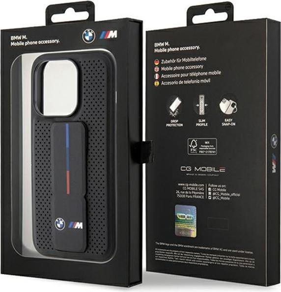 Actual product image BMW BMHCP15XGSPPRK iPhone 15 Pro Max 6.7" czarny/black hardcase Grip Stand Smooth & Perforated (Apple iPhone 15 Pro Max)