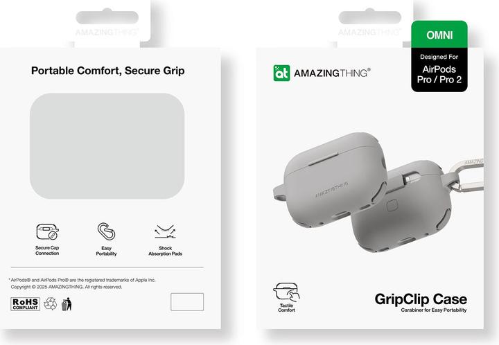 Produktbild Amazingthing Omni Case für AirPods Pro 2, Silikonhülle, Grau (Ladecase Hülle)
