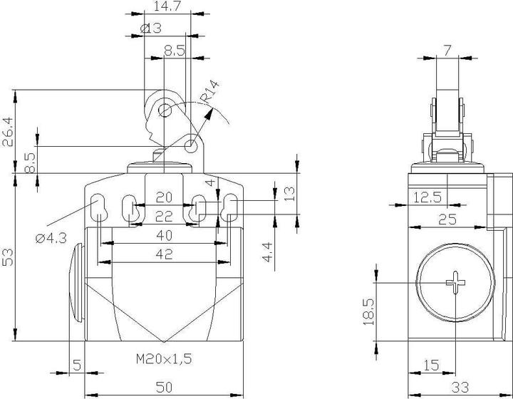 Produktbild Siemens Begrenzungsschalter 50 mm mit Rollenhebe