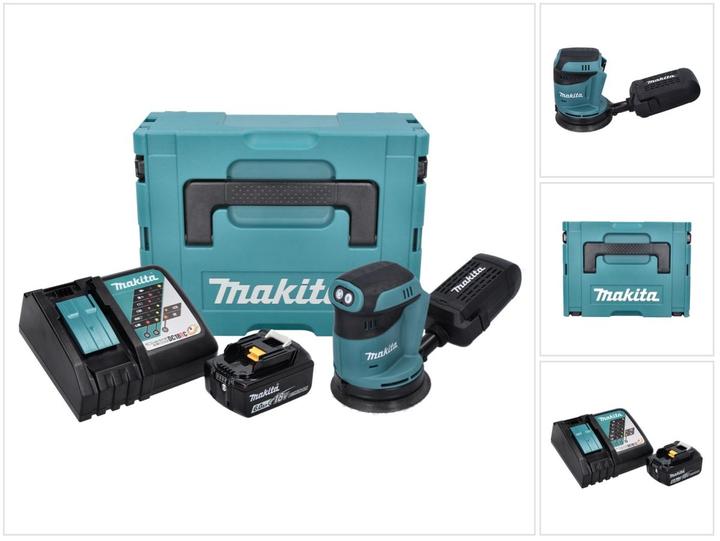 Actual product image Makita DBO 180 RG1J Battery random orbital sander 18 V 125 mm + 1x battery 6.0 Ah + charger + Makpac (Eccentric grinder)