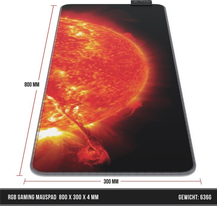 Image du produit CSL Tapis de souris de jeu RGB, Tapis de bureau 800 x 300 mm Tapis de souris XL - LED Multi Colour, Red