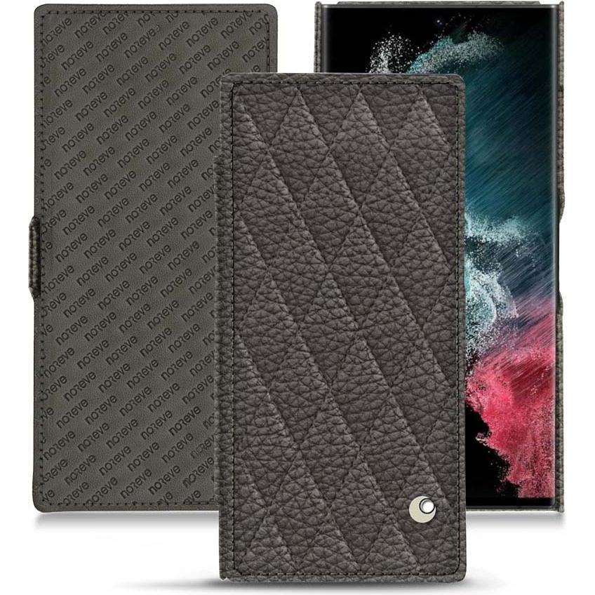 Noreve Lederschutzhülle horizontal (Samsung Galaxy S22 Ultra), Smartphone Hülle, Grau