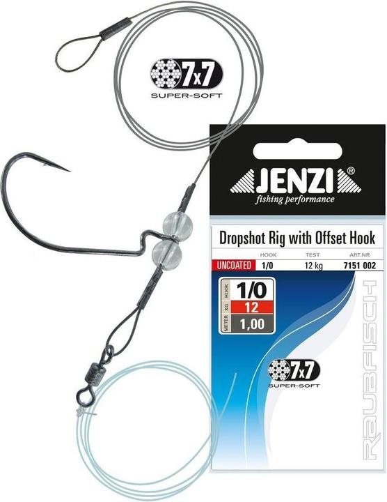 Actual product image Jenzi Drop-shot rig with offset hooks