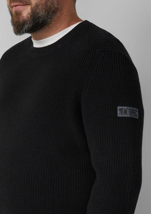 Produktbild s.Oliver Strickpullover Strukturierter Baumwoll-Pullover mit Label-Patch (3XL)