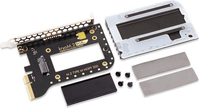 Image du produit Aqua Computer kryoM.2 RGBpx PCIe 5.0 x4 Adapter für M.2 PCIe SSD, M-Key, mit Passivkühler