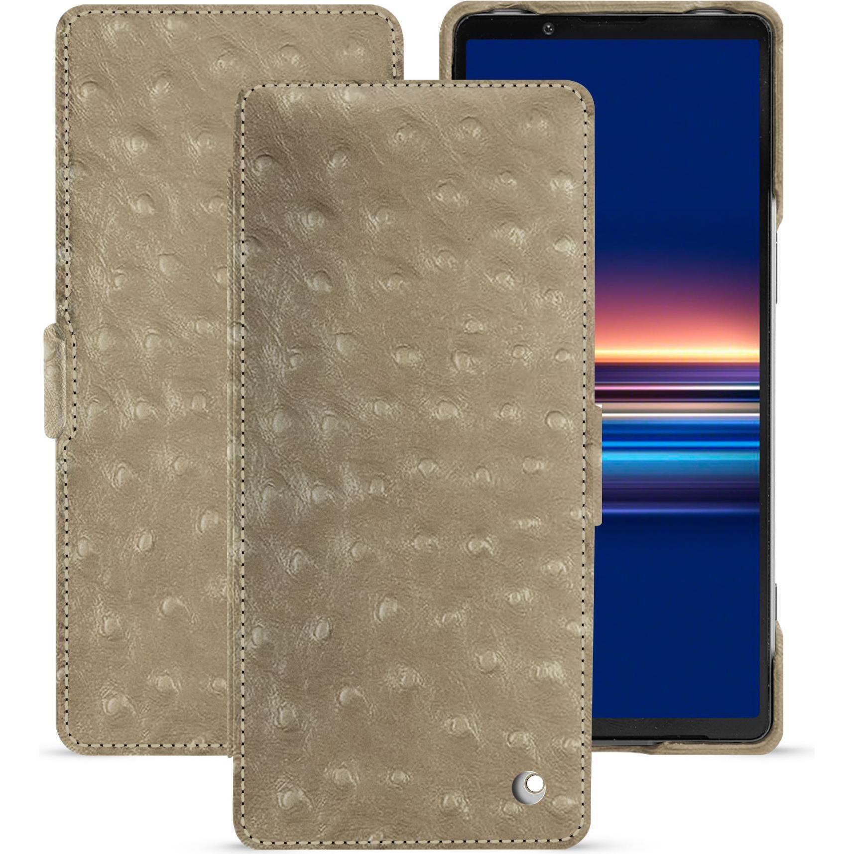 Noreve Lederschutzhülle horizontal (Sony Xperia 5 V), Smartphone Hülle, Beige