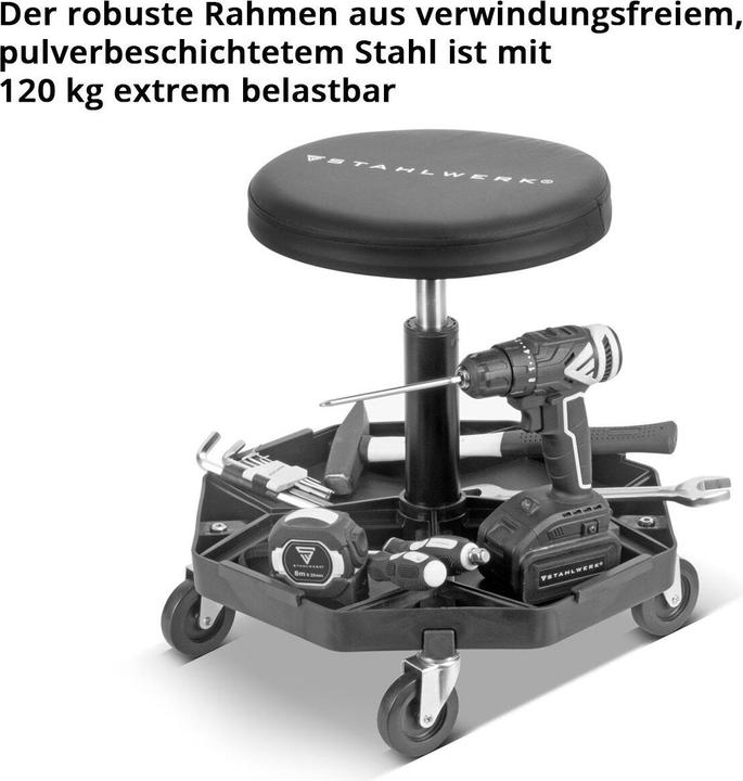 Produktbild Stahlwerk Werkstatthocker WRH-57 ST Schwarz mit 120 kg Tragkraft Werkstattsitz (1 x)