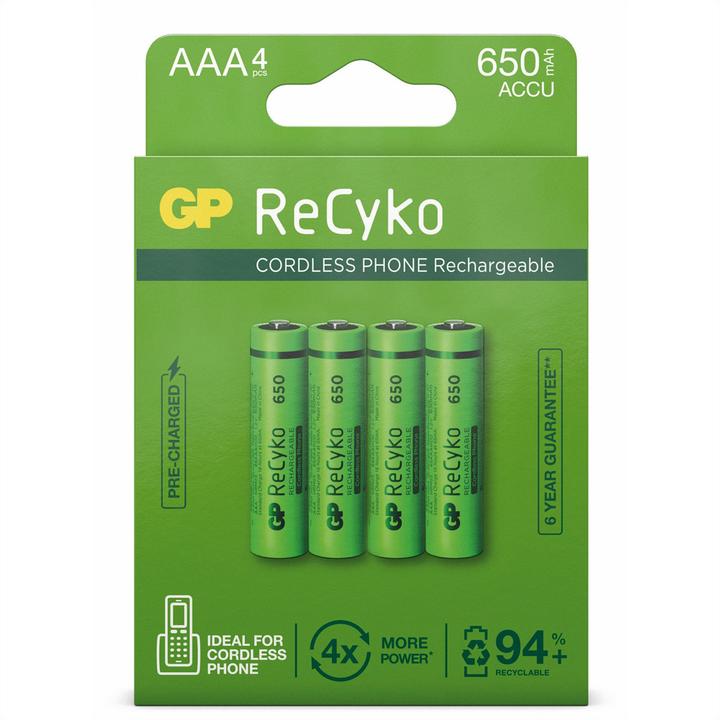 Actual product image GP Batteries Charger GP 1x4 GP Recyko Nimh Ackus AAA 650mah Dect-Telephon (1 pcs., AAA, 650 mAh)