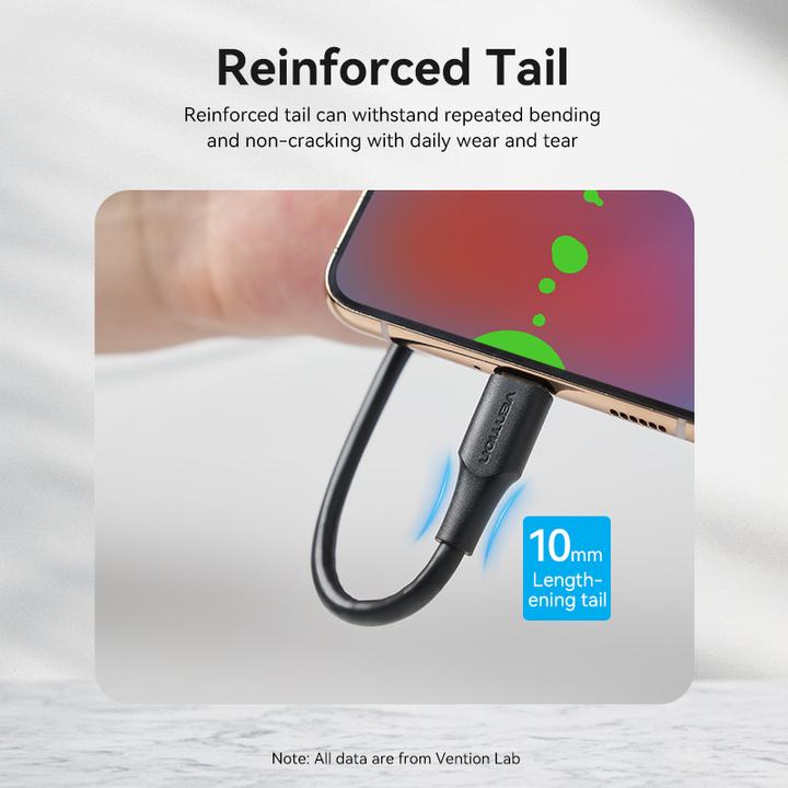 Image du produit Vention Câble USB 2.0 A vers USB-C 3A CTHBF 1m noir (1 m, USB 2.0, 60 W)