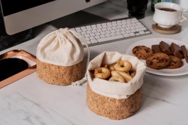 Image du produit Nuts Brotbeutel mit Kordel, Baumwolle M, cork/beige, 20 cm