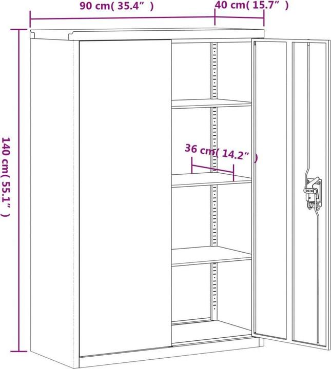 Image du produit vidaXL Büroschrank (90 x 40 x 140 cm)