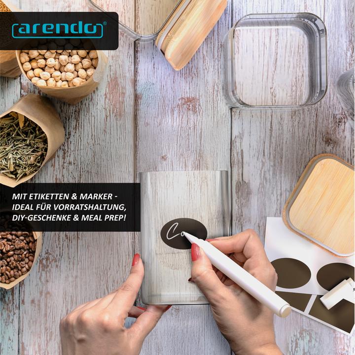 Actual product image Arendo 4x Vorratsgläser, 1,5 L Glasbehälter, 4er Set, Borosilikatglas, quadratisch, mit Bambusdeckel (1.50 l)