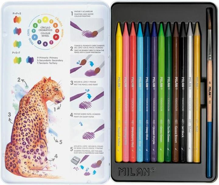 Produktbild Holzfreie Aquarellstifte 12 Farben + Pinsel (12 Farben, 12 x)