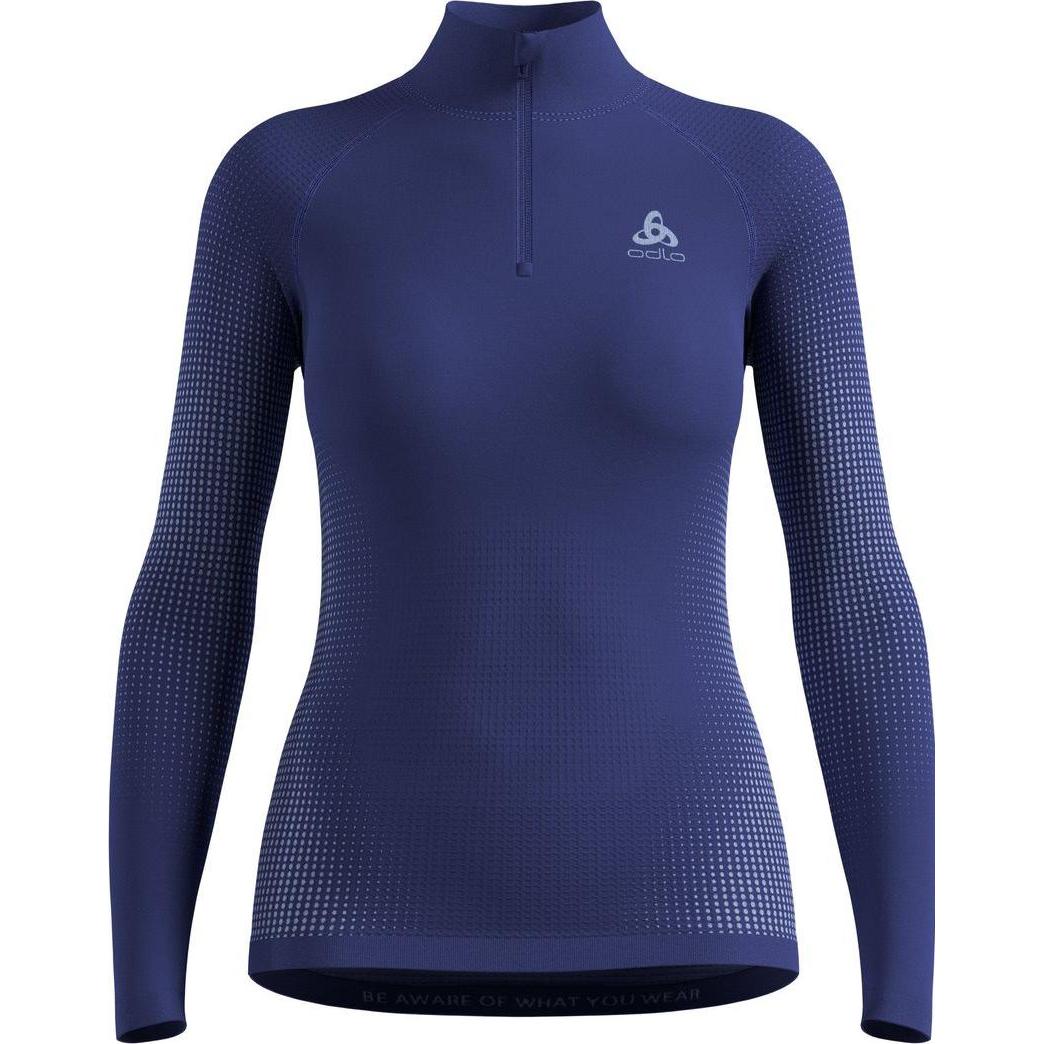 Odlo, Donne, Maglia funzionale, Performance Warm Base Layer Half Zip (L), Blu, L