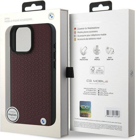 Immagine prodotto BMW BMHMP16X23RDDR iPhone 16 Pro Max 6.9" czerwony/red hardcase Sign Leather Diamond Metal Logo MagS (Apple iPhone 16 Pro Max)