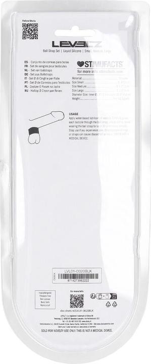 Actual product image Shots Liquid Silicone Ball Strap Set of 3 - S/M/L - Black (4.60 cm)