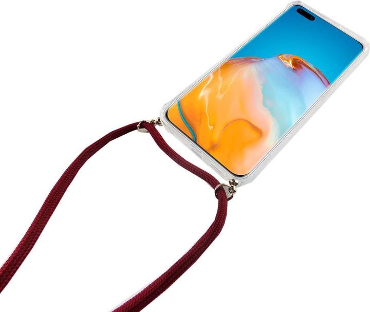 Actual product image König Design Huawei P40 Mobile Phone Chain Case with Strap Case to hang around with Cord Bag Red