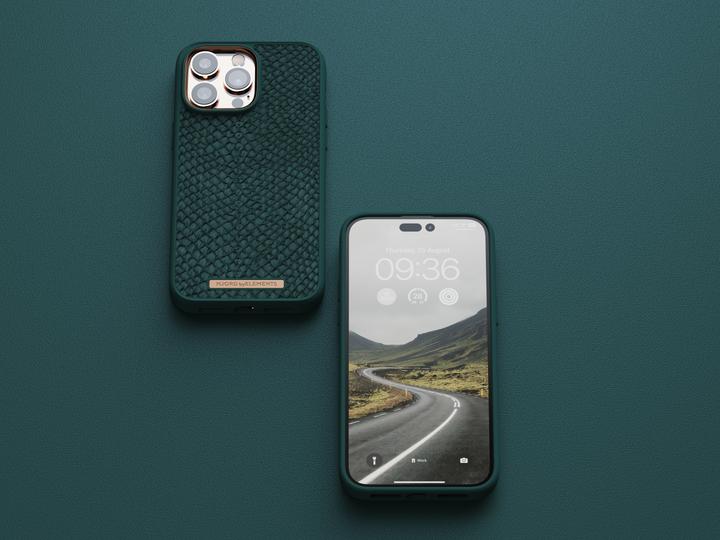 Produktbild Njord Hard-Cover Salm.Leather Magsafe Case green (Apple iPhone 14 Pro Max)