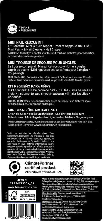 Nährwerte und Zutaten Tweezerman Kleines Nagel Notfall