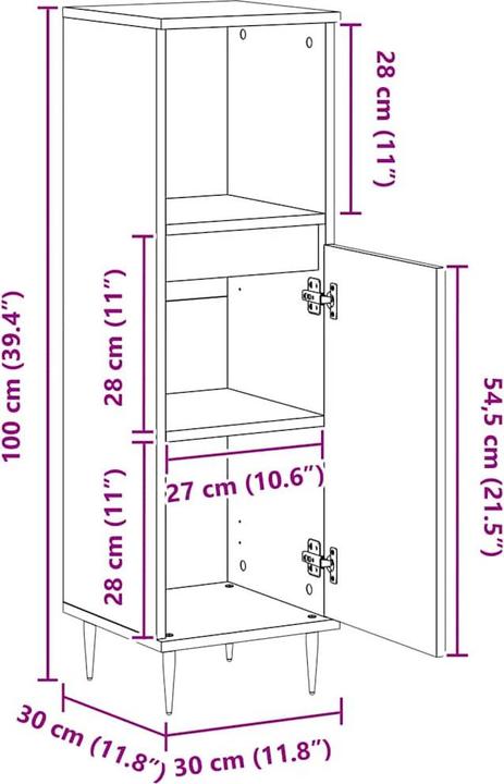 Actual product image VidaXL Badschrank 30 x 30 x 100 cm (30 x 30 x 100 cm)