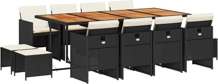 Actual product image vidaXL 11-pc. Garden Dining Set With Cushions Beige Mix Poly Rattan (220 cm)