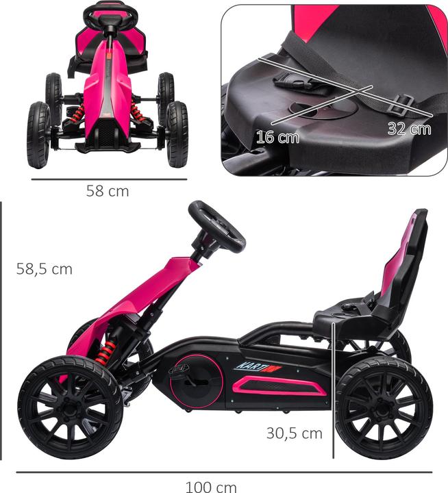 Actual product image Homcom Go-Kart Kunststoff, Metall Rosa