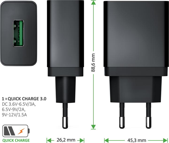 Image du produit Aplic Chargeur USB QC 3.0 + Chargeur sans fil Qi (10 W)