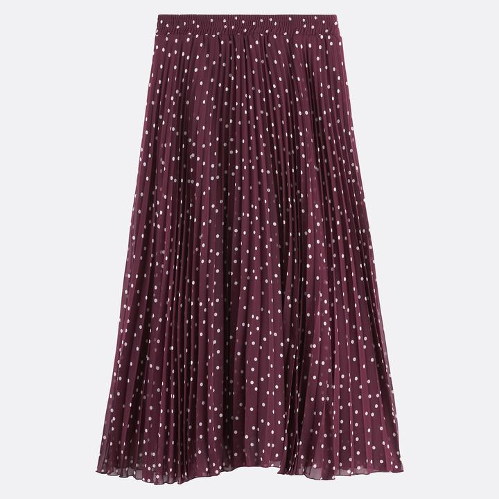 La Redoute Collections Langer Faltenrock mit Punkten (XS)