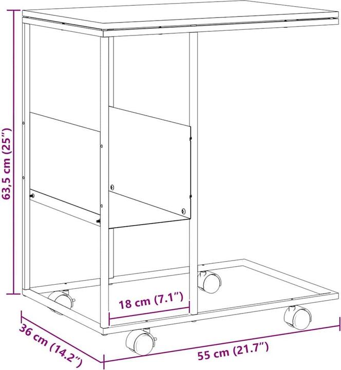 Image du produit vidaXL Beistelltisch (36 x 55 x 63.50 cm)