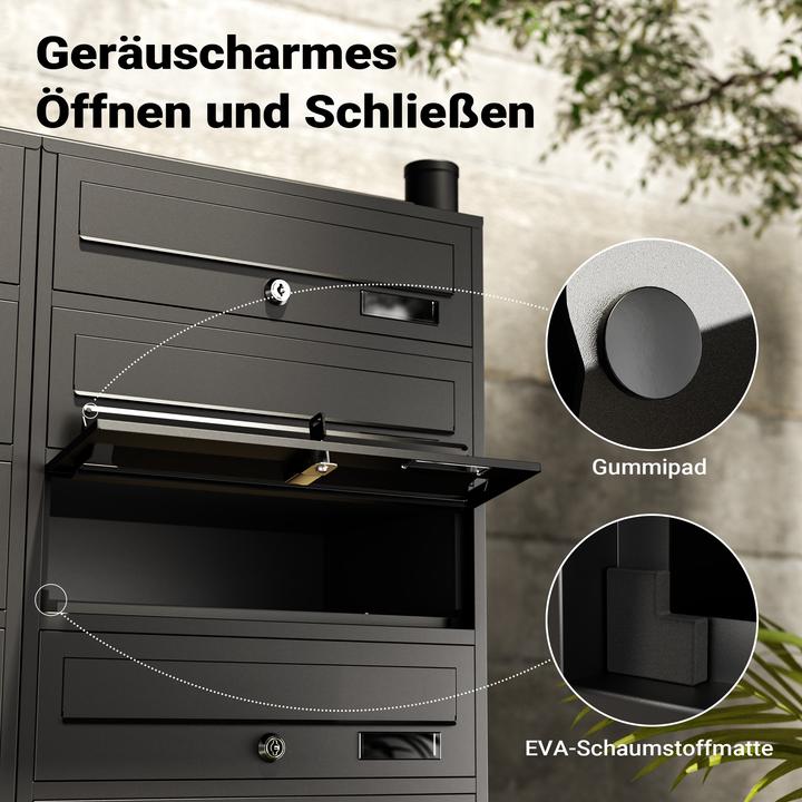 Produktbild Wiltec 12er Briefkastenanlage schwarz 2x6 Fächer Standbriefkasten Briefkasten