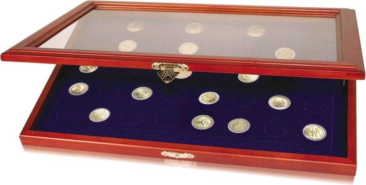 Actual product image Safe Coin display case with round indentations for 23 coins 2 Euro 30 years European flag in K