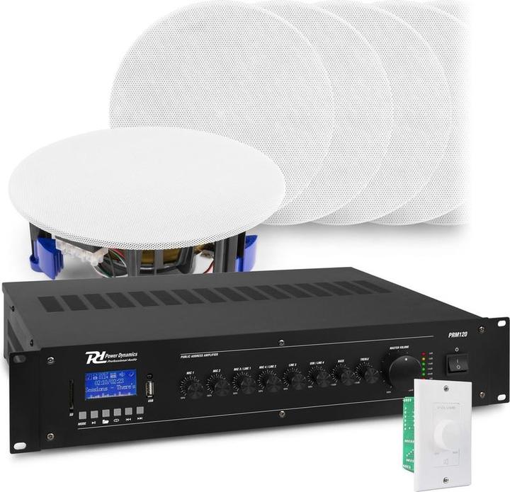 Productafbeelding Power Dynamics met Bluetooth, 12x witte inbouwluidspreker en 100v versterker van