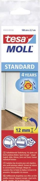 Actual product image tesa tesamoll STANDARD door sealing strip, self-adhesive door seal for smooth floors (0.10 kg, White)
