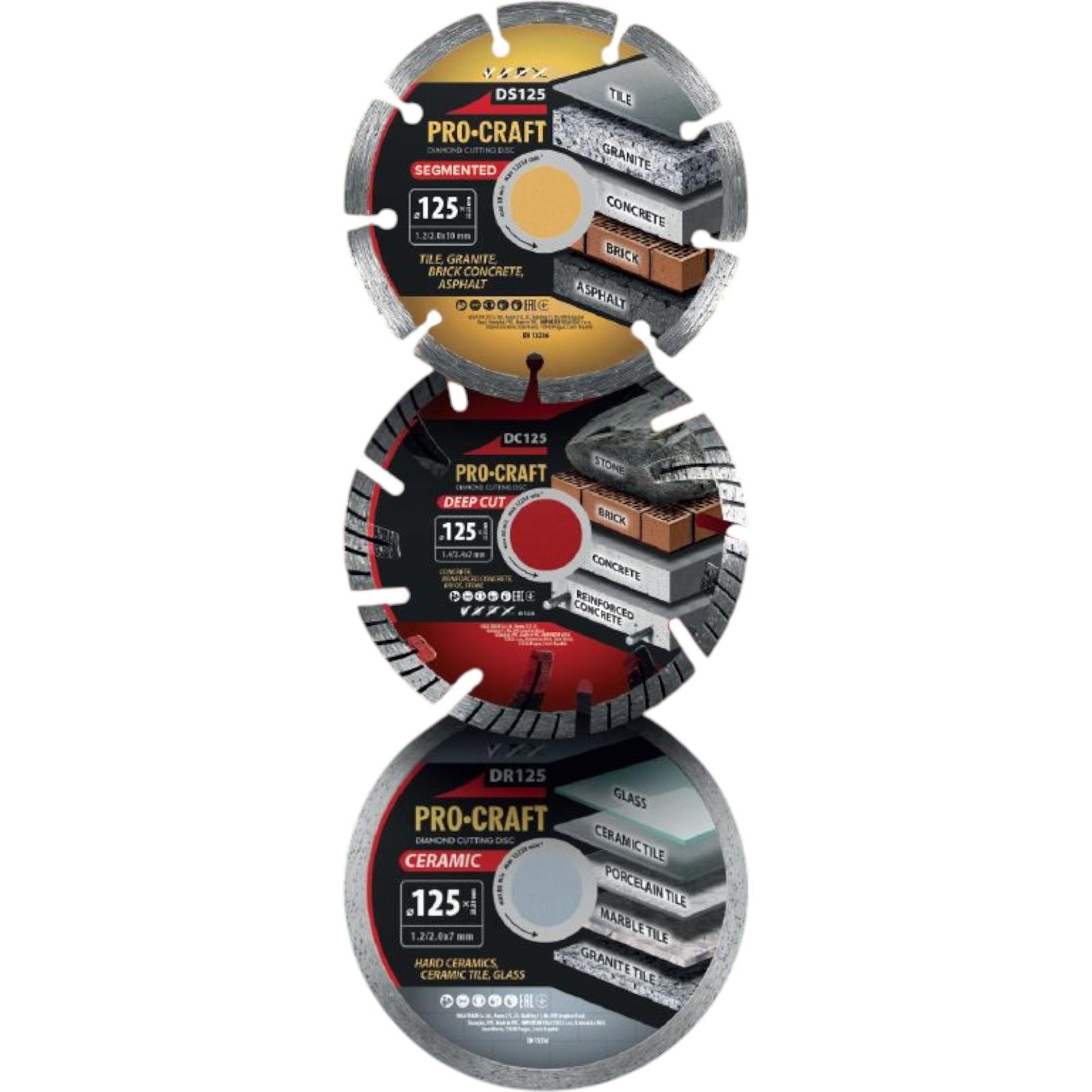 Procraft, Lama, DS3.125 Diamanttrennscheiben set 3 tlg. 125 x 22,23 mm