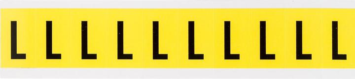 Actual product image Brady 3430-L, B-499, nylon fabric, letter L, black on yellow, 22 x 38mm, character height 25mm(25 K.