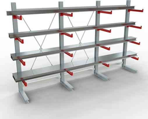 Produktbild Schulte Lagertechnik K 3000 Kragarm-Komplettregal 4 Ständer - 1-seitig