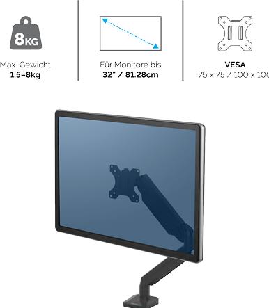 Produktbild Fellowes Platinum Series Einzel Monitorarm (Tisch, 30", 9 kg)