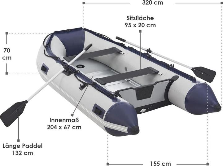 Actual product image Juskys Schlauchboot mit Sitzbänken (320 cm, 4 Persons)