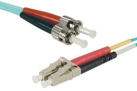Actual product image Exertis Connect Fibre optic patch cable Eco, 50/125 µm, OM3 fibre, LC duplex plug/ST duplex plug, aqua, 2.0 m UPC (2 m)