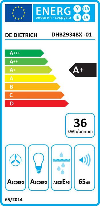 Label énergétique De Dietrich HOTTE BOX DHB2934BX INOX (Hotte murale)