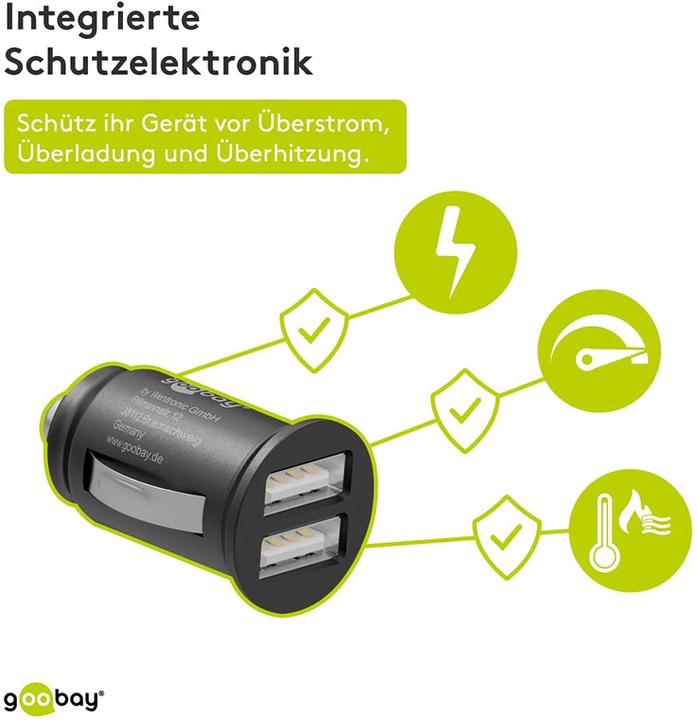 Produktbild Goobay Dual USB-Autoladegerät 3,1A